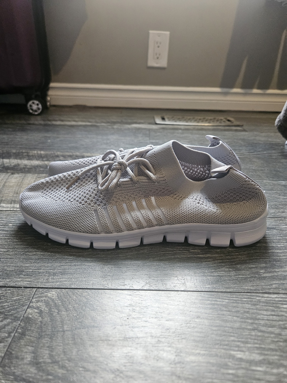 Light Gray Knit Slip-On Sneakers
